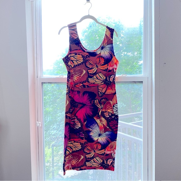 JULIA Love Dress New 1X Plus Rust Butterfly Print Scuba Fit Midi - Picture 7 of 8